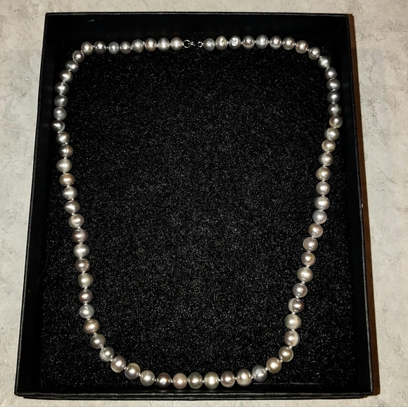 VINTAGE JAPANESE AKOYA SILVER PINK PEARL NECKLACE 18" 925 SILVER STRAND 7.5-8mm - Picture 6 of 12